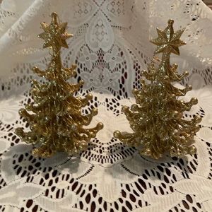Gold Glitter Tree Ornaments Lot!
